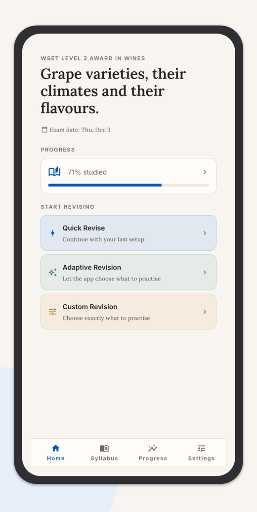 Screenshot of WSET Level 2 Wines
